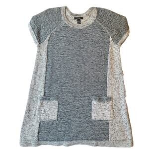 Style & Co. Women Tunic Dress 1X Gray Crew Neck Pullover ShortSleeve Knee Length